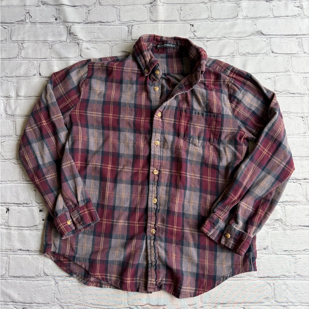Brandy Melville Plaid Flannel Button-Down Shirt No Size Tag Extra Small
